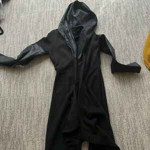 BLANK NYC cardigan half leather half sweater material w hood